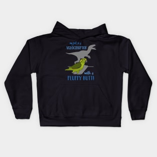 Velociraptor with a Fluffy Butt Yellow Naped Amazon Parrot Kids Hoodie